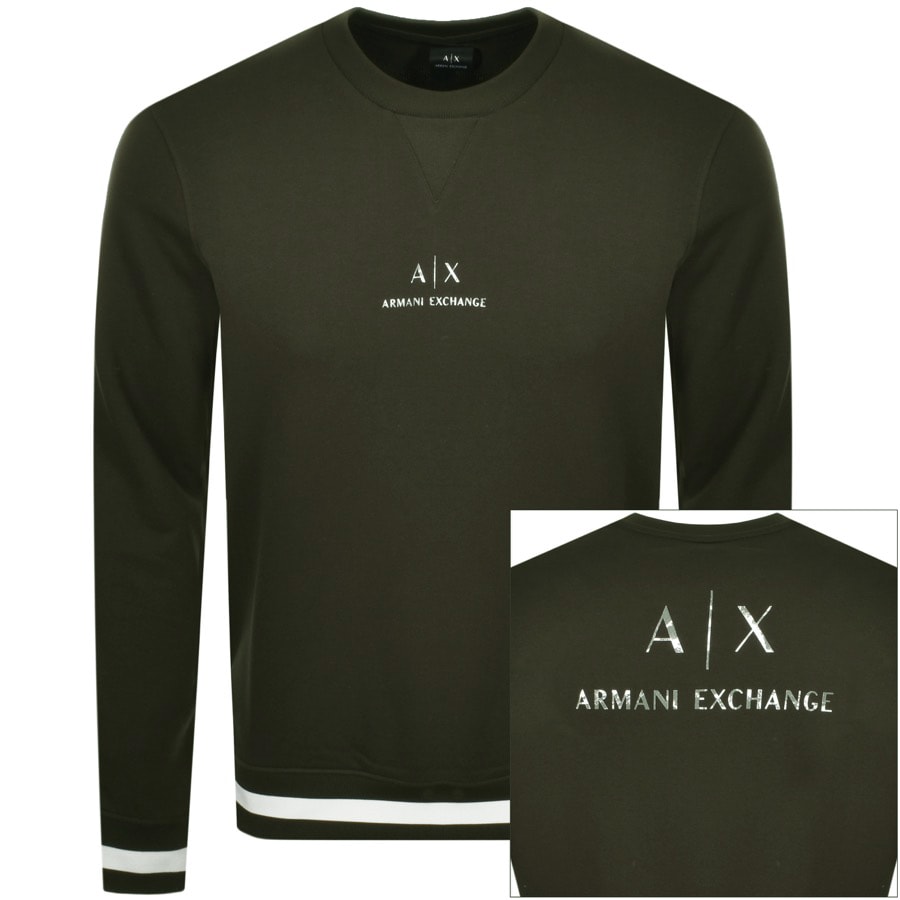 Alternative Image for ProductArmani Exchange Crew Neck Logo Sweatshirt Green1